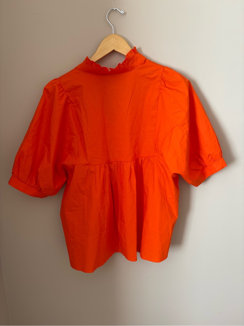 Cici’s Women’s Ruffled Split-Neck Blouse - Orange Size L - Picture 4 of 5